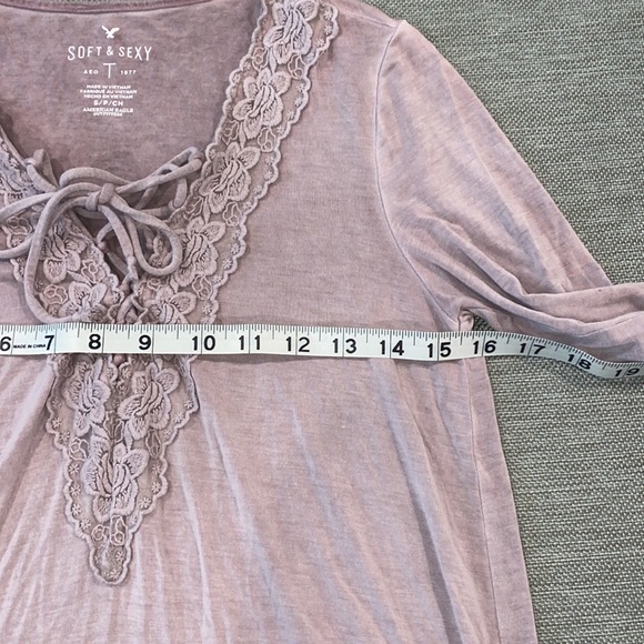 American Eagle soft & sexy flouncy lace up long sleeve top size small - Picture 5 of 6